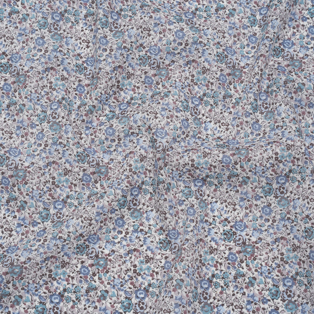 Liberty Fabrics Tana Lawn® - Emma and Georgina Light Blue - Pastel Blue, Sky and Taupe Floral