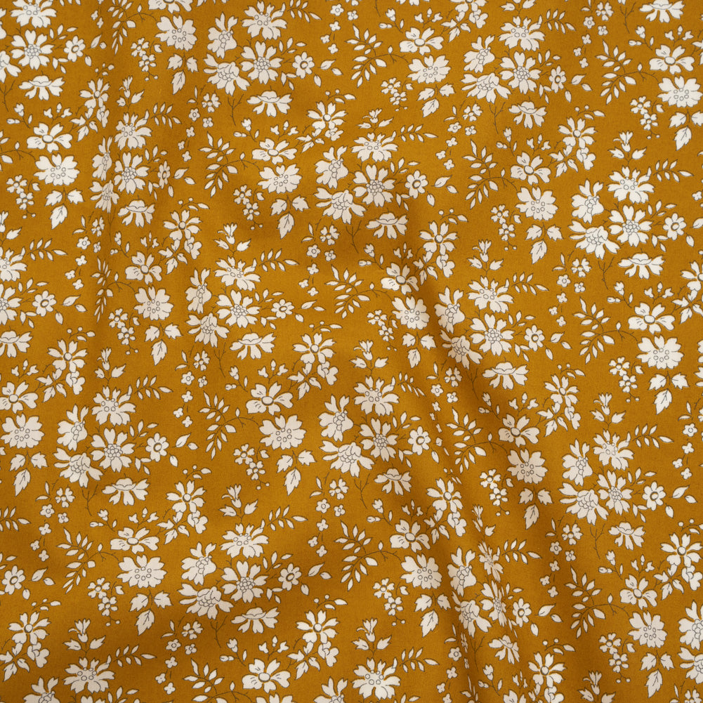 Liberty Fabrics Tana Lawn® - Capel Yellow - Yellow Ochre and White Outlined Florals