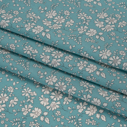 Liberty Fabrics Tana Lawn® - Capel Blue Turquoise - Aqua Blue and White Outlined Florals