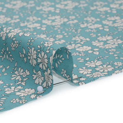 Liberty Fabrics Tana Lawn® - Capel Blue Turquoise - Aqua Blue and White Outlined Florals