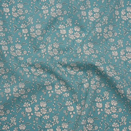 Liberty Fabrics Tana Lawn® - Capel Blue Turquoise - Aqua Blue and White Outlined Florals