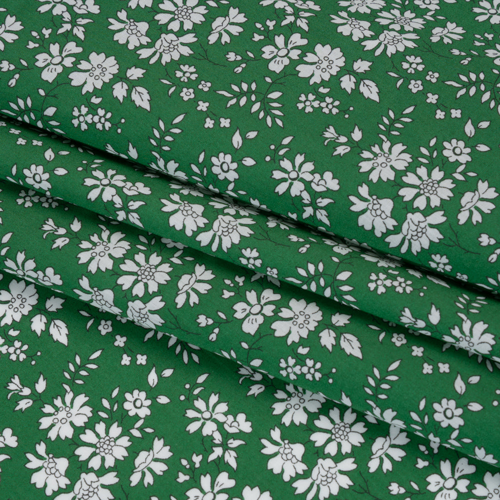 Liberty Fabrics Tana Lawn® - Capel Green - Kelly Green and White Outlined Florals