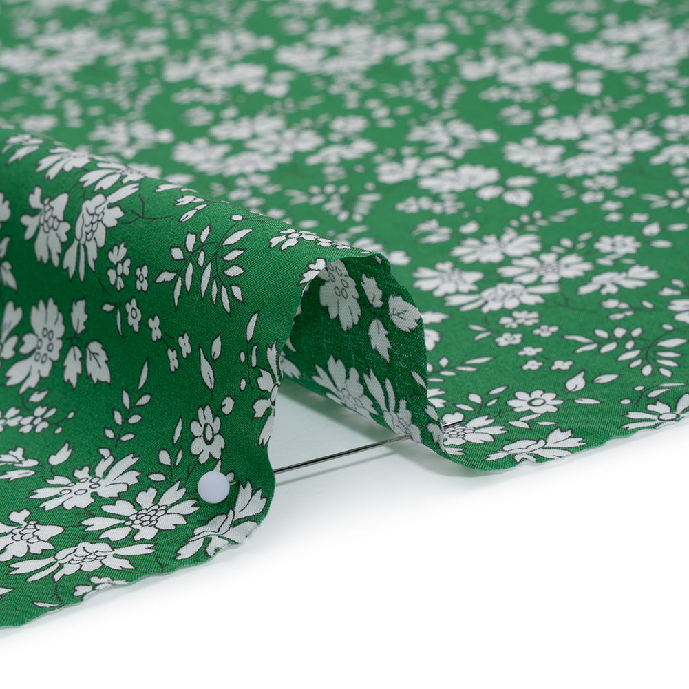 Liberty Fabrics Tana Lawn® - Capel Green - Kelly Green and White Outlined Florals