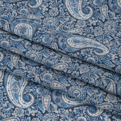 Liberty Fabrics Tana Lawn® - Lee Manor Dark Blue - Blue and White Paisley Folded