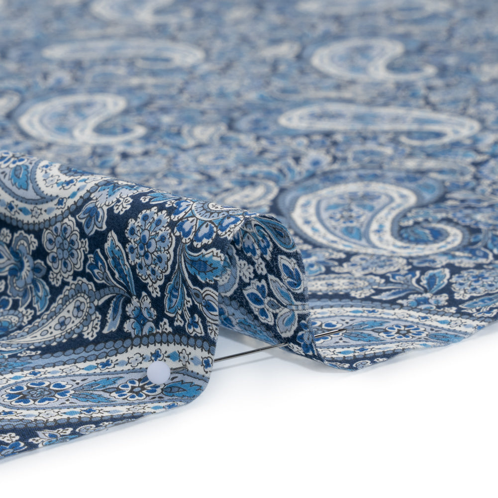 Liberty Fabrics Tana Lawn® - Lee Manor Dark Blue - Blue and White Paisley Detail