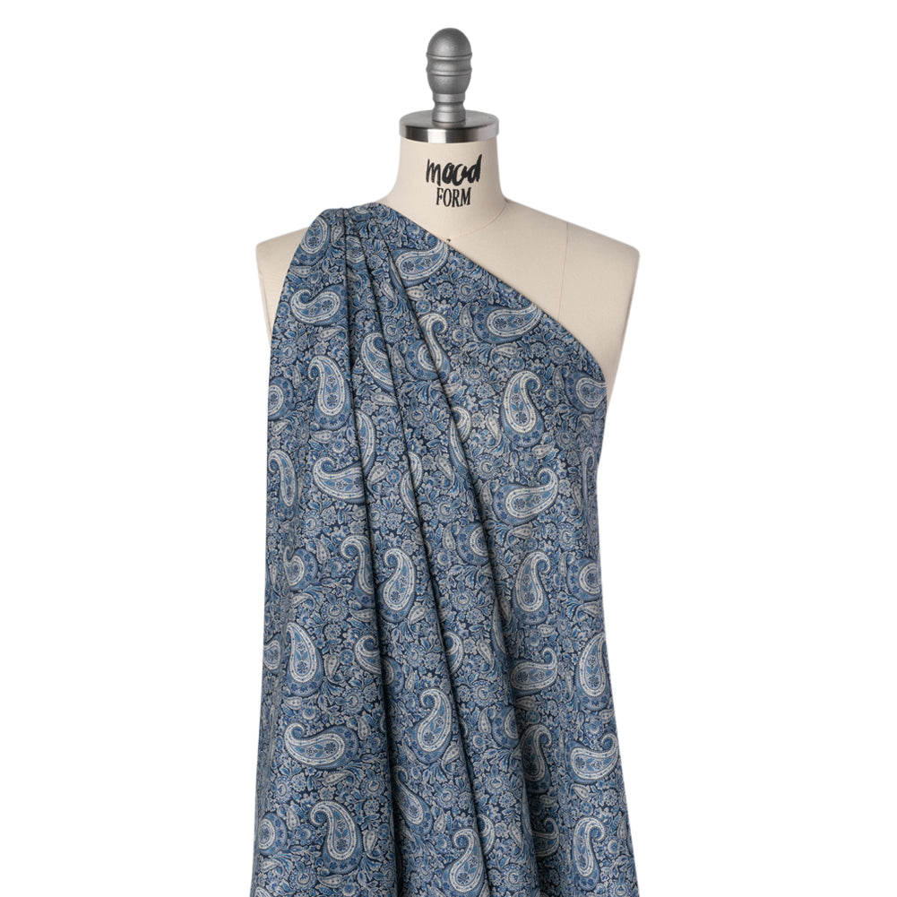 Liberty Fabrics Tana Lawn® - Lee Manor Dark Blue - Blue and White Paisley Drape