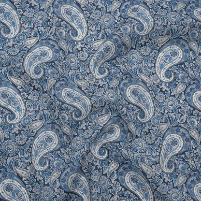 Liberty Fabrics Tana Lawn® - Lee Manor Dark Blue - Blue and White Paisley