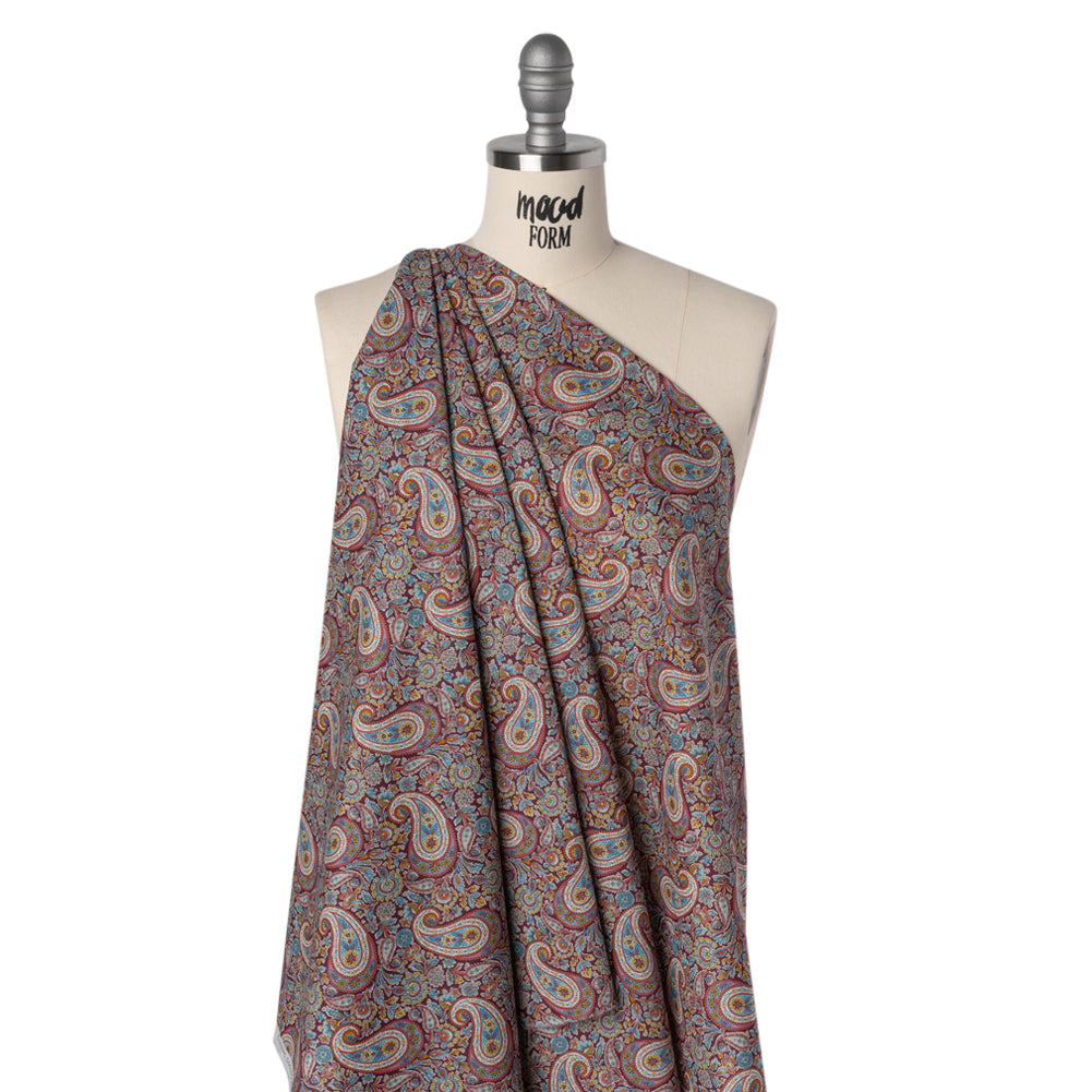 Liberty Fabrics Tana Lawn® - Lee Manor Red Burgundy - Wine Red and Multicolor Paisley - Drape