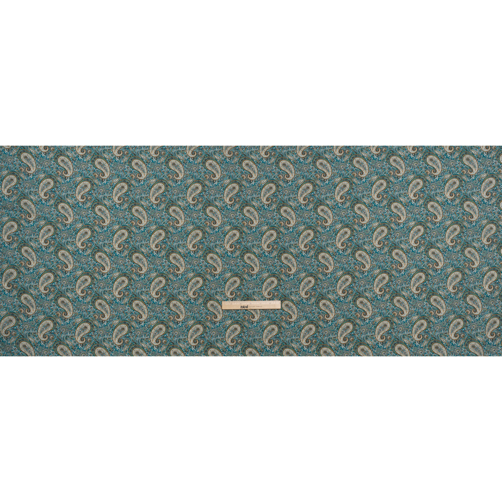 Liberty Fabrics Tana Lawn® - Lee Manor Blue Turquoise - Turquoise, Green and Orange Paisley - Full