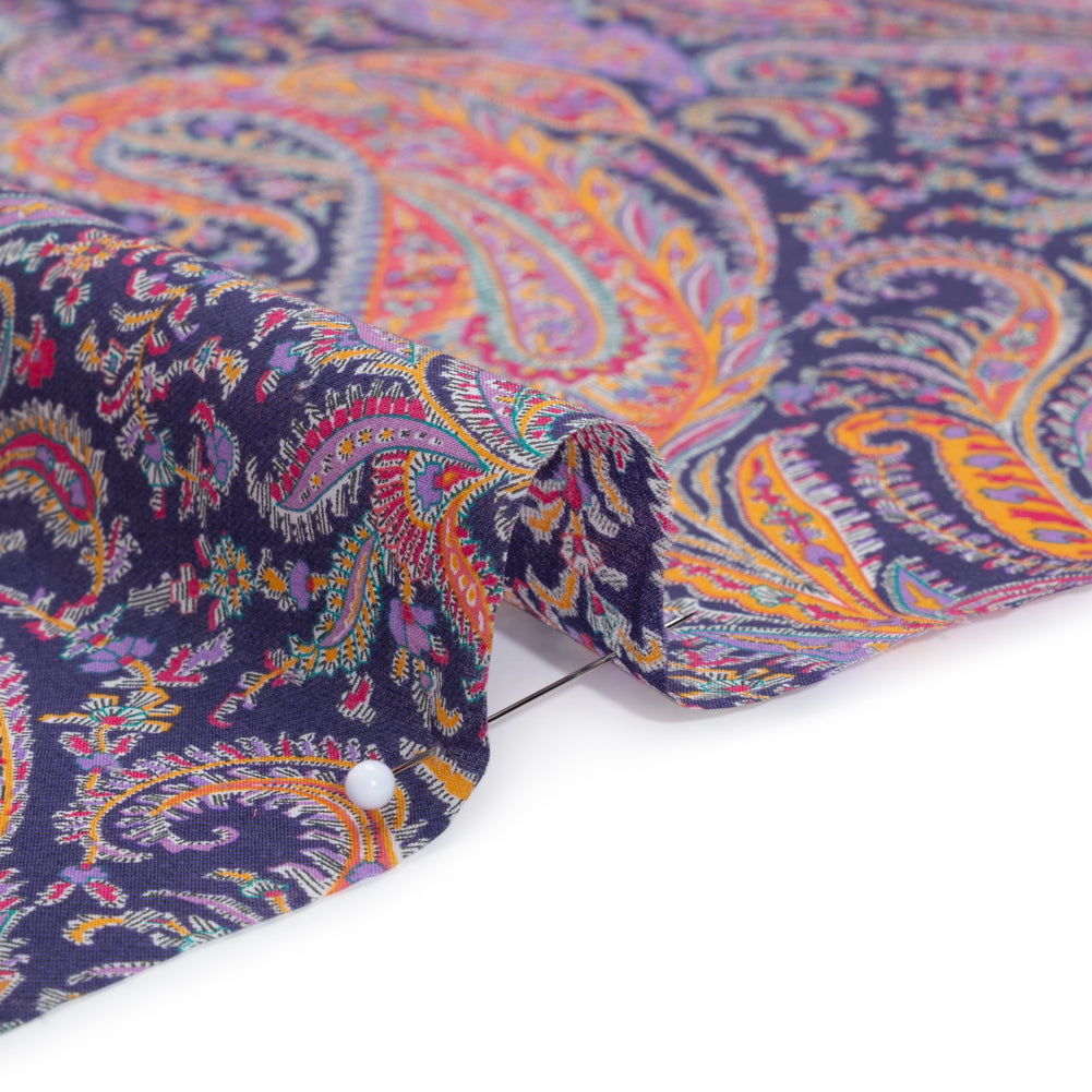 Liberty Fabrics Tana Lawn® - Felix and Isabelle Purple - Dark Purple, Pink and Orange Wild Paisley - Detail