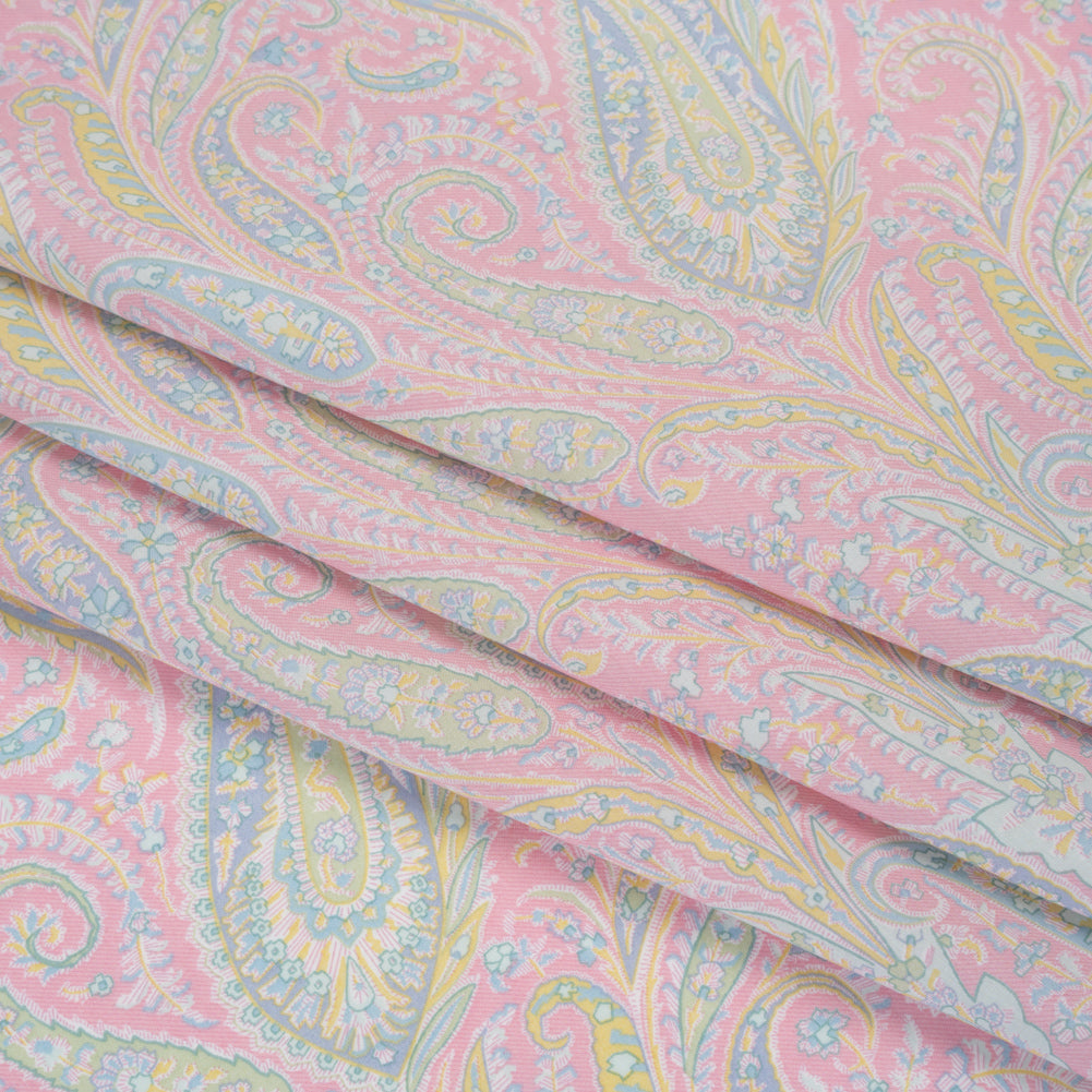 Liberty Fabrics Tana Lawn® - Felix and Isabelle Light Pink - Pink, Pale Blue and Light Green Wild Paisley Folded