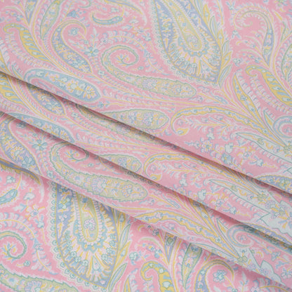 Liberty Fabrics Tana Lawn® - Felix and Isabelle Light Pink - Pink, Pale Blue and Light Green Wild Paisley Folded