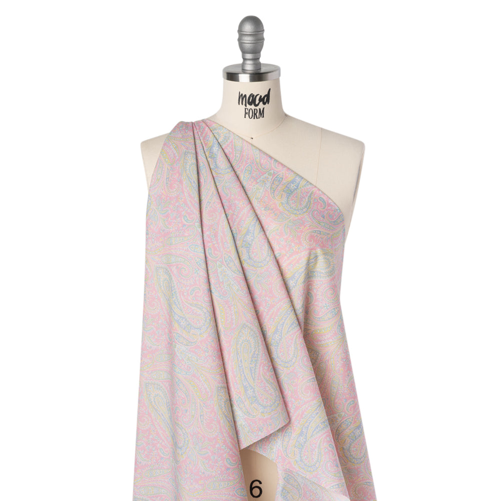 Liberty Fabrics Tana Lawn® - Felix and Isabelle Light Pink - Pink, Pale Blue and Light Green Wild Paisley Drape