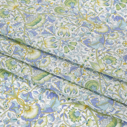 Liberty Fabrics Tana Lawn® - Lodden Green - Light Green, Pastel Blue and Golden Yellow Arts and Crafts Floral Folded