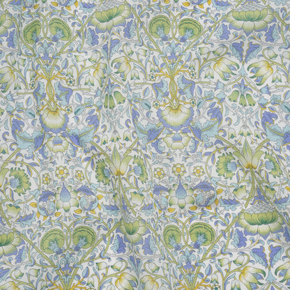 Liberty Fabrics Tana Lawn® - Lodden Green - Light Green, Pastel Blue and Golden Yellow Arts and Crafts Floral