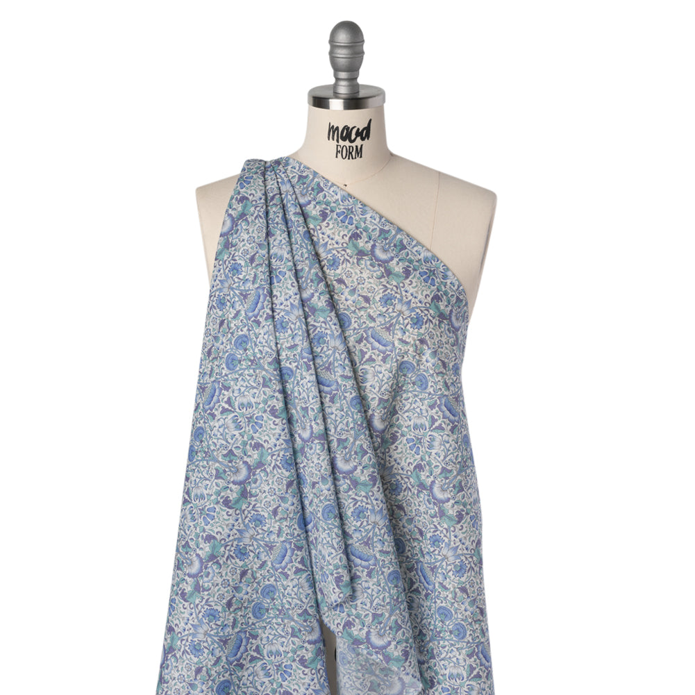Liberty Fabrics Tana Lawn® - Lodden Blue - Sky Blue, Lavender and Mint Green Arts and Crafts Floral