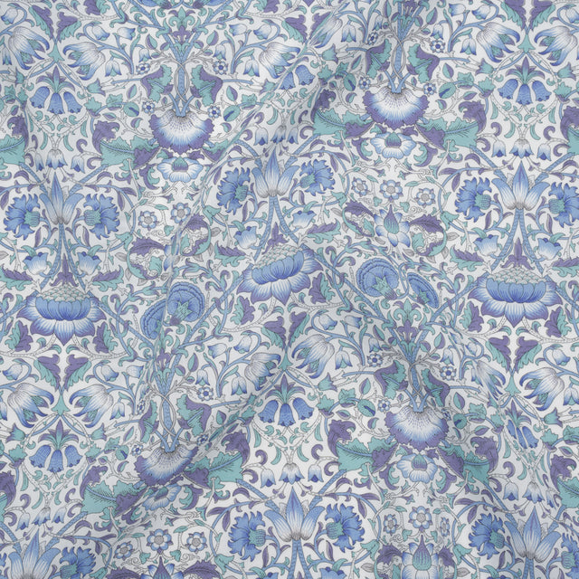 Liberty Fabrics Tana Lawn® - Lodden Blue - Sky Blue, Lavender and Mint Green Arts and Crafts Floral