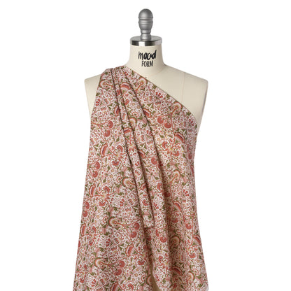 Liberty Fabrics Tana Lawn® - Lodden Rust - Strawberry Red, Pink and Olive Green Arts and Crafts Floral