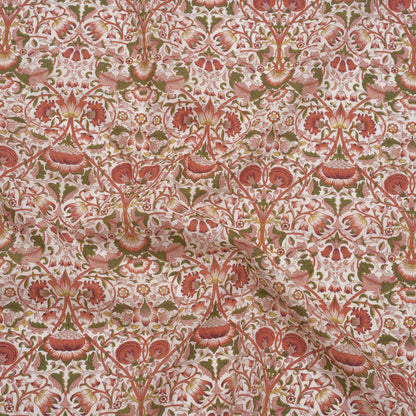 Liberty Fabrics Tana Lawn® - Lodden Rust - Strawberry Red, Pink and Olive Green Arts and Crafts Floral