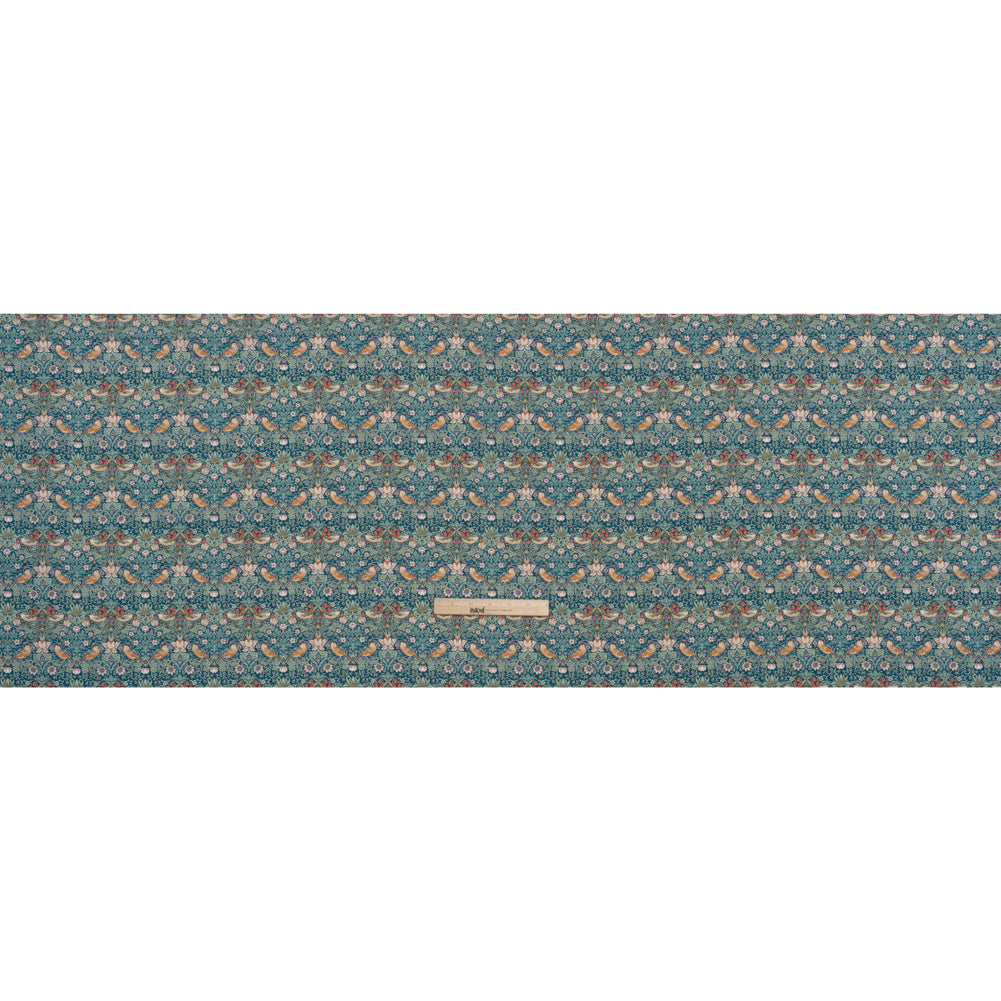 Liberty Fabrics Tana Lawn® - Strawberry Thief Turquoise Blue - Teal, Mint Green and Rust Orange Birds, Berries and Flowers - Full