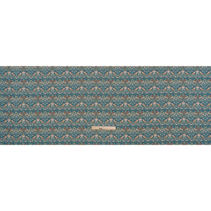 Liberty Fabrics Tana Lawn® - Strawberry Thief Turquoise Blue - Teal, Mint Green and Rust Orange Birds, Berries and Flowers