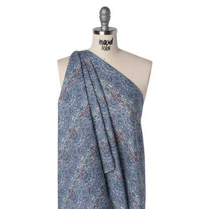 Liberty Fabrics Tana Lawn® - Strawberry Thief Spring Blue - Muted Blue Green, Navy and Red Birds, Berries and Flowers Drape