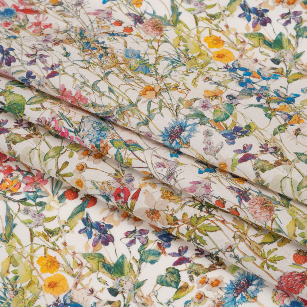 Liberty Fabrics Tana Lawn® - Wild Flowers Multi Bright - Red, Blue and Yellow Botanical Illustrations