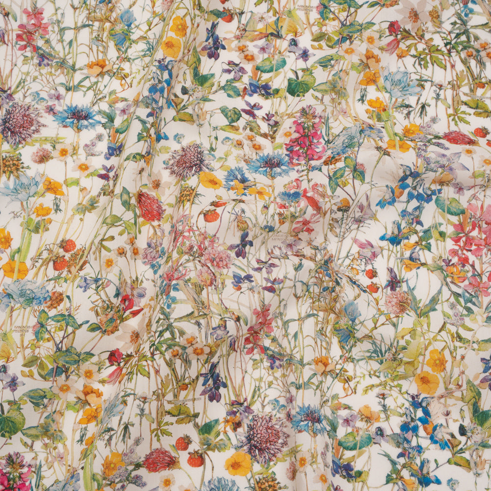 Liberty Fabrics Tana Lawn® - Wild Flowers Multi Bright - Red, Blue and Yellow Botanical Illustrations
