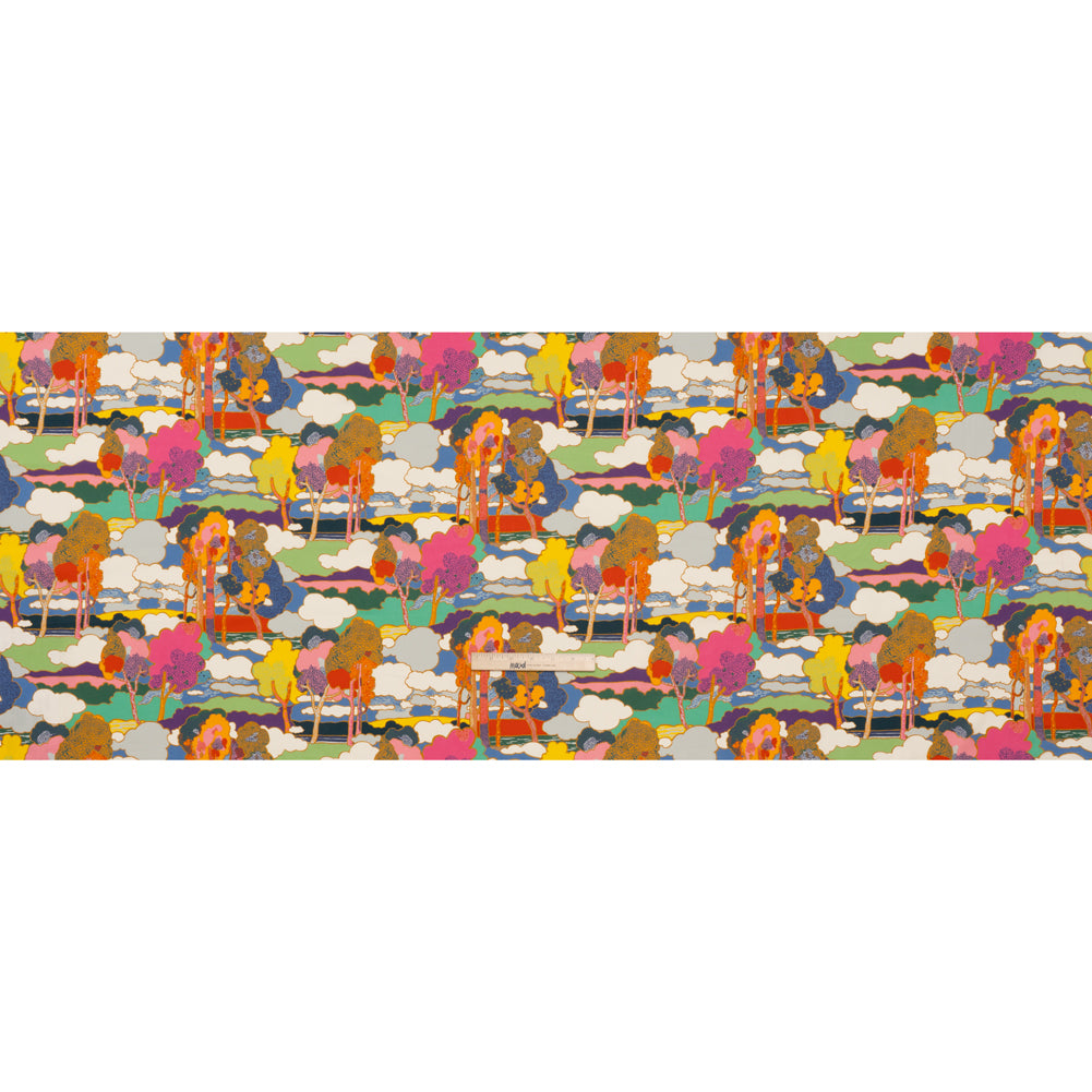 Liberty Fabrics Tana Lawn® - Prospect Road Multi Bright - Yellow, Blue and Red Tree Filled Landscape