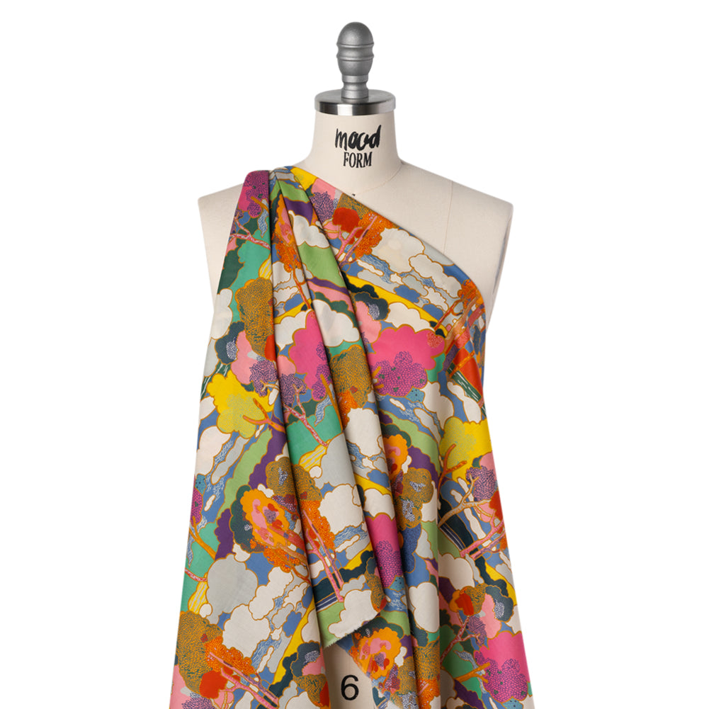 Liberty Fabrics Tana Lawn® - Prospect Road Multi Bright - Yellow, Blue and Red Tree Filled Landscape