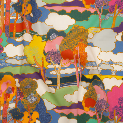 Liberty Fabrics Tana Lawn® - Prospect Road Multi Bright - Yellow, Blue and Red Tree Filled Landscape