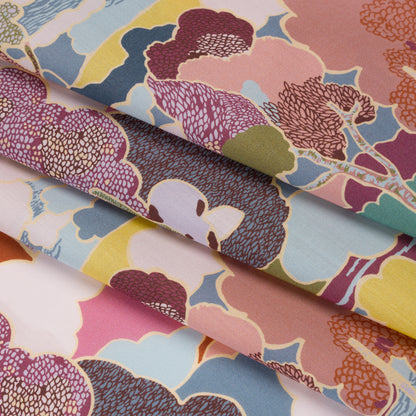 Liberty Fabrics Tana Lawn® - Prospect Road Multi Pastel - Pink, Blue and Green Tree Filled Landscape
