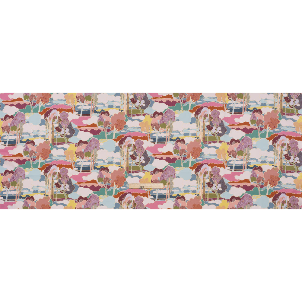 Liberty Fabrics Tana Lawn® - Prospect Road Multi Pastel - Pink, Blue and Green Tree Filled Landscape
