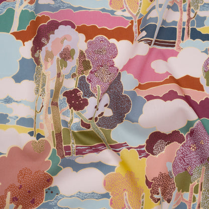 Liberty Fabrics Tana Lawn® - Prospect Road Multi Pastel - Pink, Blue and Green Tree Filled Landscape