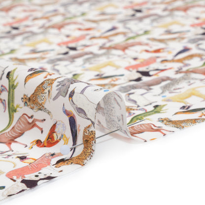 Liberty Fabrics Tana Lawn® - Quey 2 Multi Pastel - Brown, Green and Yellow Animals with Clothes