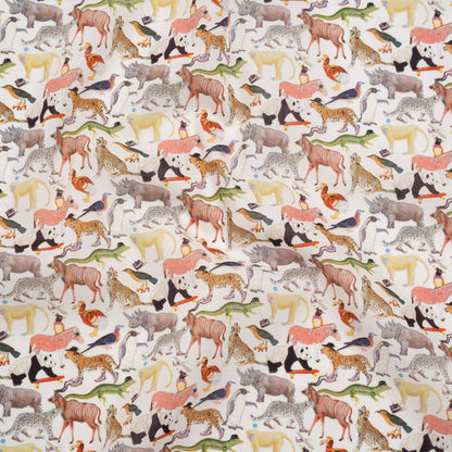 Liberty Fabrics Tana Lawn® - Quey 2 Multi Pastel - Brown, Green and Yellow Animals with Clothes