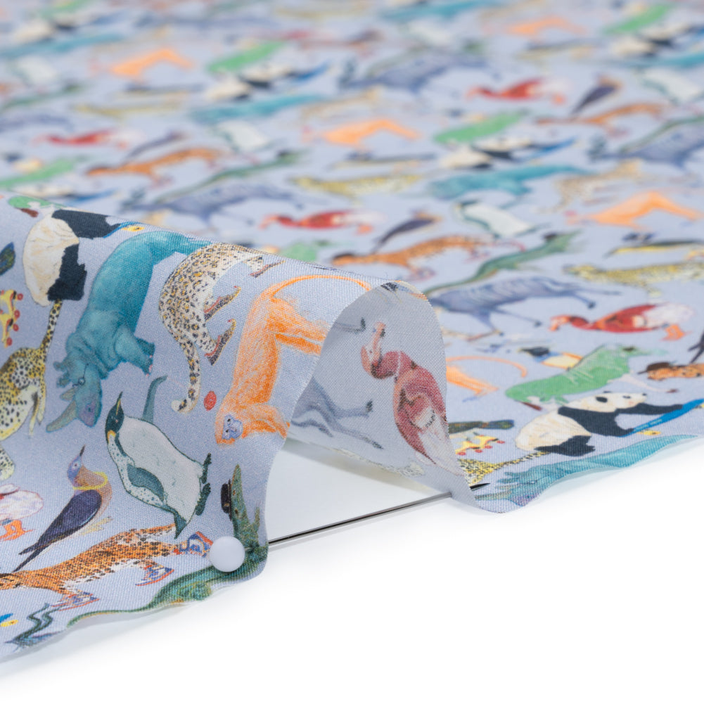 Liberty Fabrics Tana Lawn® - Quey 2 Multi Bright - Blue, Yellow and Green Animals with Clothes - Detail