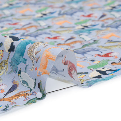 Liberty Fabrics Tana Lawn® - Quey 2 Multi Bright - Blue, Yellow and Green Animals with Clothes