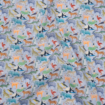 Liberty Fabrics Tana Lawn® - Quey 2 Multi Bright - Blue, Yellow and Green Animals with Clothes