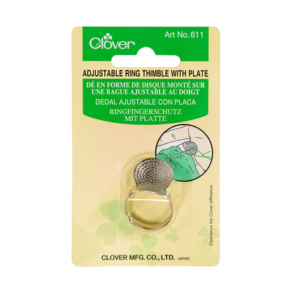 Clover Adjustable Ring Thimble with Plate