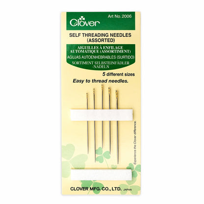 Clover Self Threading Hand Sewing Needles - Assorted Sizes - 5 ct