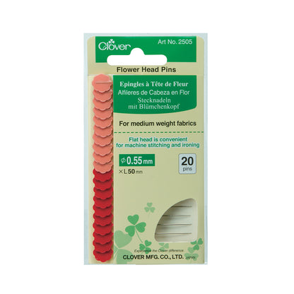Clover Flower Head Pins for Medium Weight Fabrics - 20 ct