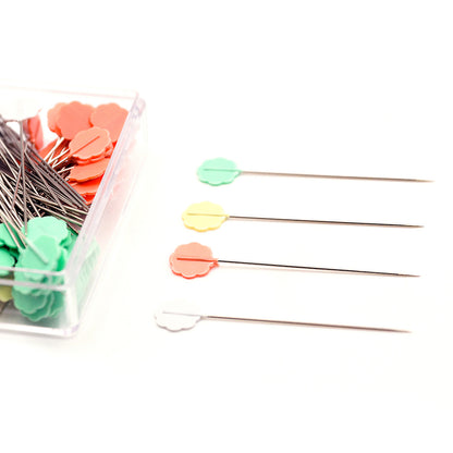 Clover Flower Head Pins Box for Medium Weight Fabrics - 100 ct Detail