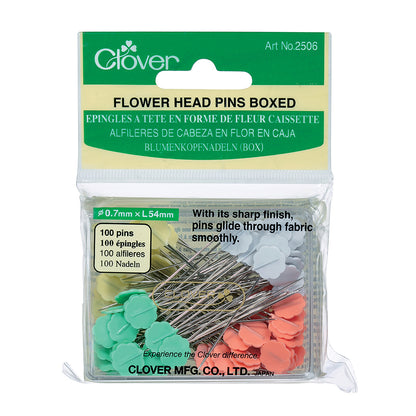 Clover Flower Head Pins Box for Medium Weight Fabrics - 100 ct Drape