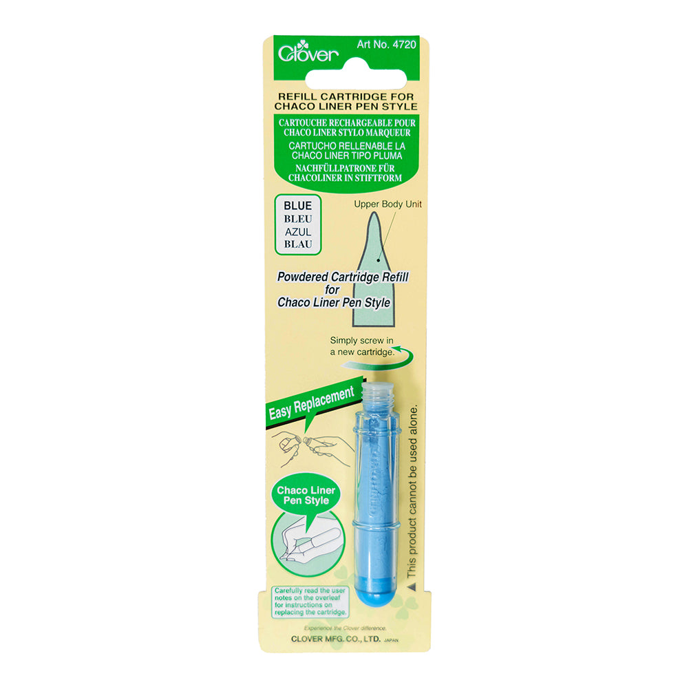 Clover Chaco Liner Pen Style Refill Cartridge - Blue - Folded