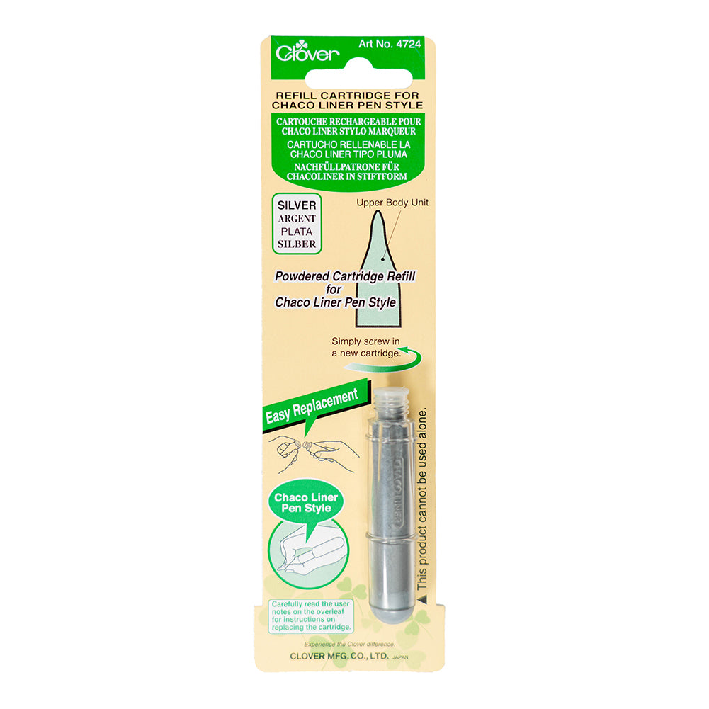 Clover Chaco Liner Pen Style Refill Cartridge - Silver