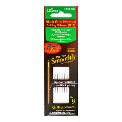 Clover Black Gold Quilting Between Needles - Size 9 - 6 ct Detail