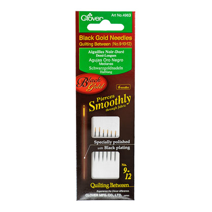 Clover Black Gold Quilting Between Needles - Assorted Sizes 9, 10, 12 - 6 ct