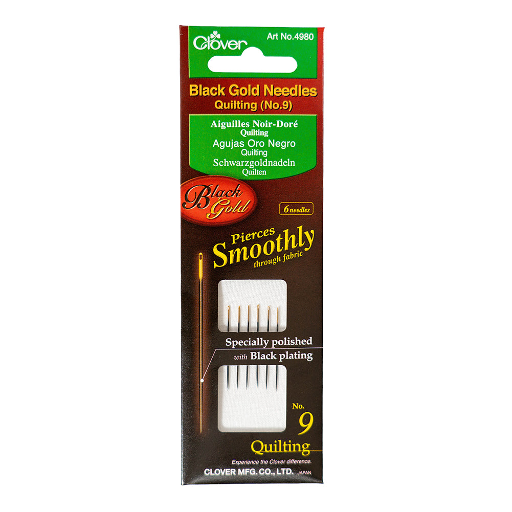 Clover Black Gold Quilting Needles - Size 9 - 6 ct - Folded