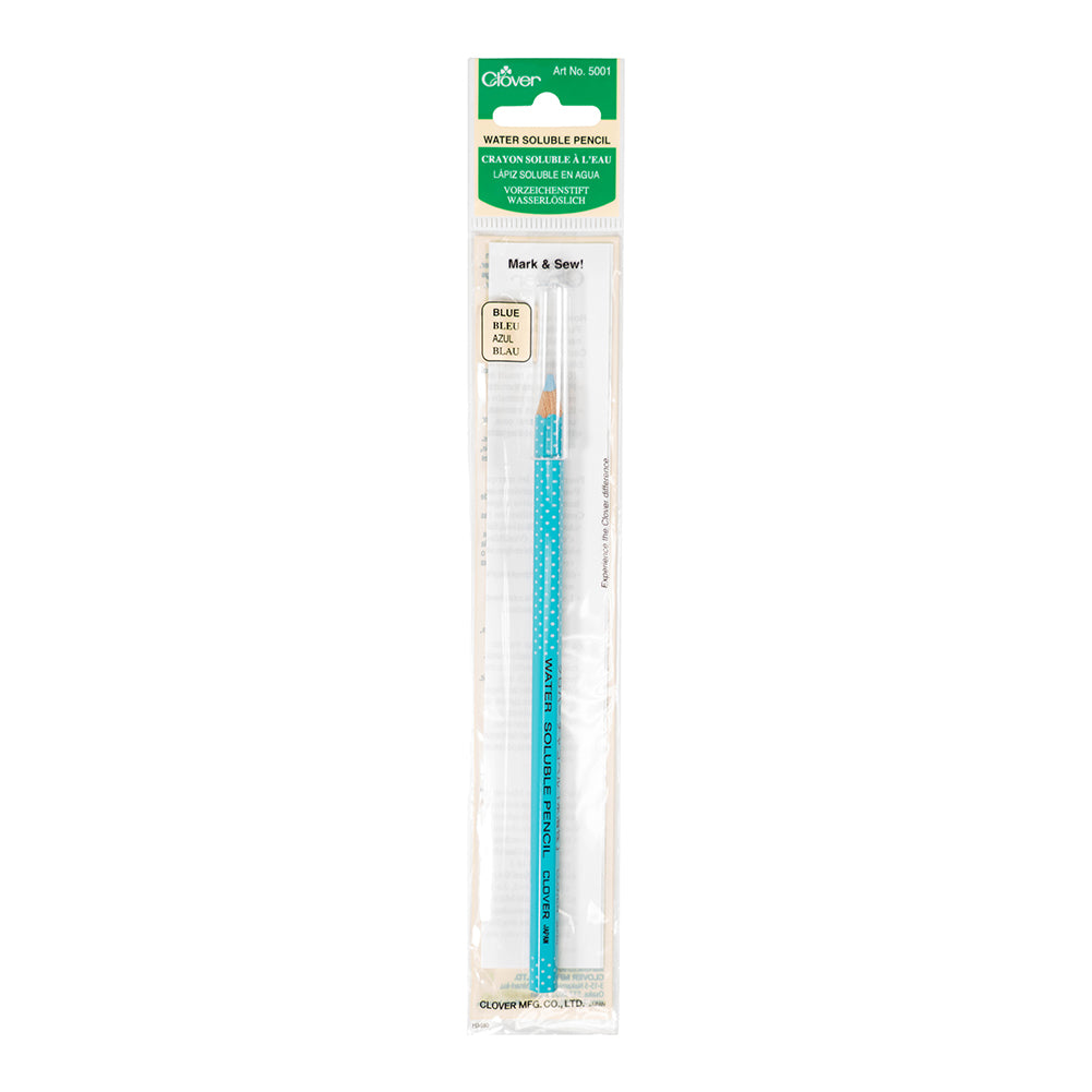 Clover Water Soluble Fabric Pencil - Blue Folded
